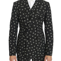 Black Skull Print Slim Fit 3 Piece Suit