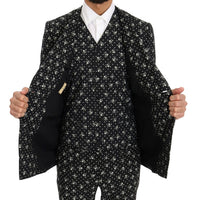 Black Skull Print Slim Fit 3 Piece Suit