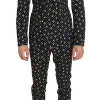 Black Skull Print Slim Fit 3 Piece Suit