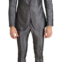 Silver Silk Baroque Single Breasted Suit