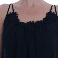 Black Silk Lace Chemise Dress