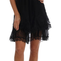 Black Silk Lace Chemise Dress