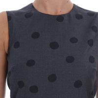 Gray Polka Dotted Sheath Wool Dress