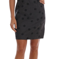 Gray Polka Dotted Sheath Wool Dress