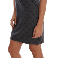 Gray Polka Dotted Sheath Wool Dress