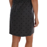 Gray Polka Dotted Sheath Wool Dress