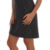 Gray Polka Dotted Sheath Wool Dress