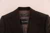 Brown Wool Cotton Two Button Blazer Jacket