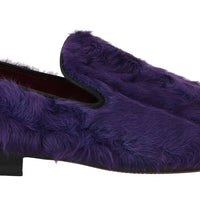 Purple Sheep Fur Leather Loafers