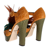 Caiman Crocodile Leather Crystal Shoes