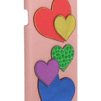 Pink Leather Heart Phone Cover