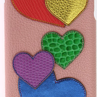 Pink Leather Heart Phone Cover