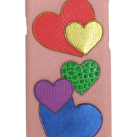 Pink Leather Heart Phone Cover