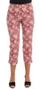 Pink Floral Brocade Capri Pants