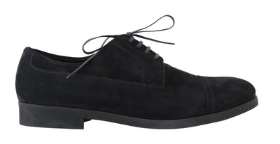 Black Suede Leather Formal Derby Shoes