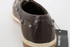 Brown Linen Leather Studded Casual Shoes