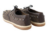 Brown Linen Leather Studded Casual Shoes