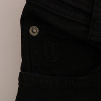 Black Cotton Denim Stretch Regular Fit Jeans