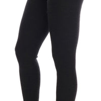 Gray Cashmere Ribbed Stretch Tights