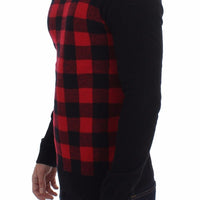 Red Black Wool Crewneck Sweater