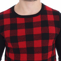 Red Black Wool Crewneck Sweater