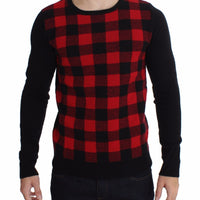 Red Black Wool Crewneck Sweater