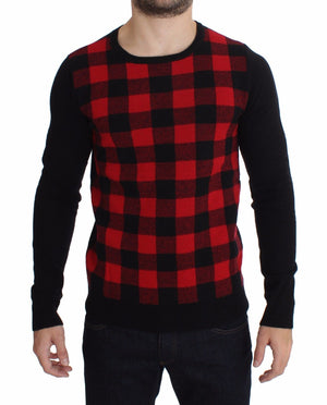 Red Black Wool Crewneck Sweater