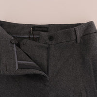 Gray Wool Stretch Slim Pants