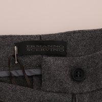 Gray Wool Stretch Slim Pants