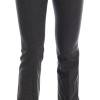 Gray Wool Stretch Slim Pants