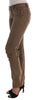 Brown Cotton Casual Slim Fit Pants