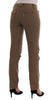 Brown Cotton Casual Slim Fit Pants