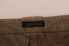 Brown Cotton Casual Slim Fit Pants