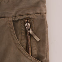 Brown Cotton Casual Slim Fit Pants