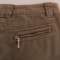 Brown Cotton Casual Slim Fit Pants