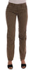 Brown Cotton Casual Slim Fit Pants