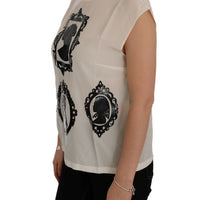 White Silk Black Frame Blouse