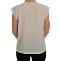 White Silk Black Frame Blouse