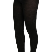 Gray Wool Blend Stretch Tights