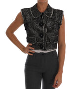 Gray Black Tweed Vest Jacket