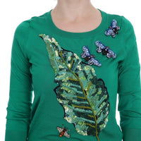 Green Silk Crystal Banana Sweater