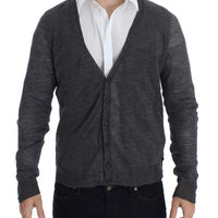 Gray Wool Button Cardigan Sweater