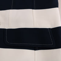 Blue White Striped Stretch Coat