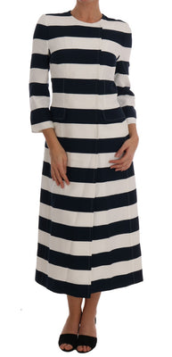 Blue White Striped Stretch Coat