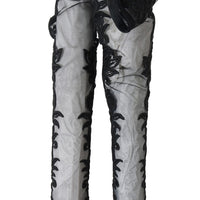 Black Floral Embroidered Socks Boots