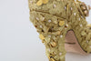 Gold Floral Crystal Mary Janes Pumps