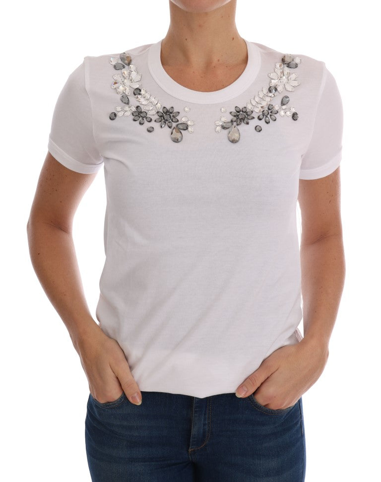 White Cotton Crystal T-Shirt