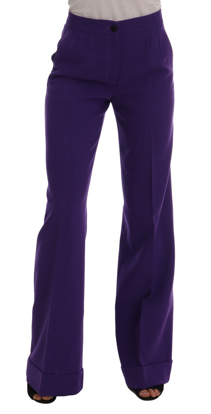 Purple Wool Flare Pants