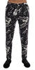 Black Jazz Print Linen Pants