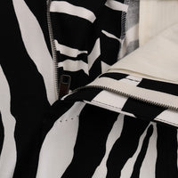 White Black Zebra Cotton Stretch Slim Pants